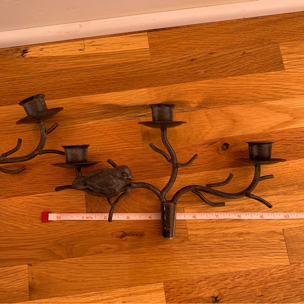 Set of 2 Bird Candle Holders Antique Bronze Tone Iron Metal - Picture 6 of 7